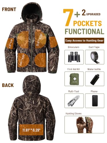 Image of NEW VIEW Insulated Hunting Jacket for Men Cold Weather, Warm Camo Hunting Jackets with Hood, Water Resistant Hunting Clothes
