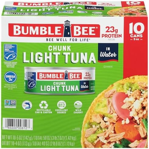 Bumble Bee Chunk Light Tuna in Water, 5 oz (Pack of 10)