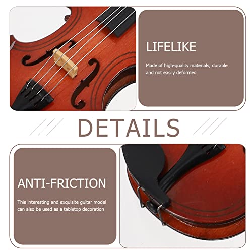 Wooden Miniature Double Bass with Stand Bow and Case Mini Contrabass Mini Musical Instrument Collectible Home Decoration - Thumbnail 5