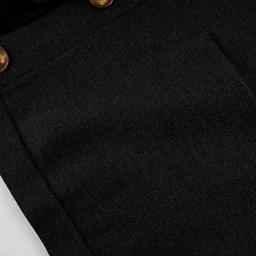 Sweater Men, Men's Sweaters Pullover Mens Cardigan Black Men Pockets Cardigan Casual Shawl Long Sleeve Solid Button Knitting Sweater For Holiday 2Xl Turleneck Sweater Clothes Fall (Xxl, Black) #TOP2