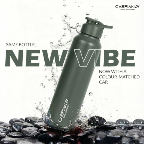 Image of Caspian Hike Stainless Steel Sipper Water Bottle 1 Ltr (Litre) for School, Fridge, Office, Gym, Home-Ideal for Adults, Men, Women, Kids, Boys, Girls-1000ml Leakproof, Rust free, Eco-Friendly, A Green
