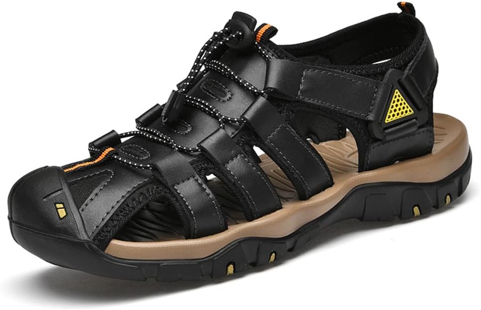 Maylrvjv Men's Outdoor Sports Sandals Lightweight Comfortable Hiking Walking Leather Casual Sandals Water Shoes