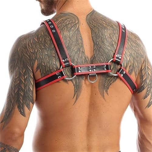 Aimery PU Leather Harness For Men Adjustable Buckle Body Chest Garter Belt Cosplay Nightclub Punk Chest Belt Clubwear4