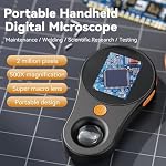 Handheld Digital Microscope, 500X Magnification 2MP 1920x1080P Portable Mini Microscope with 8 LED Lights, USB Connection to PC, 2.0 Inch IPS Screen Rechargeable Pocket