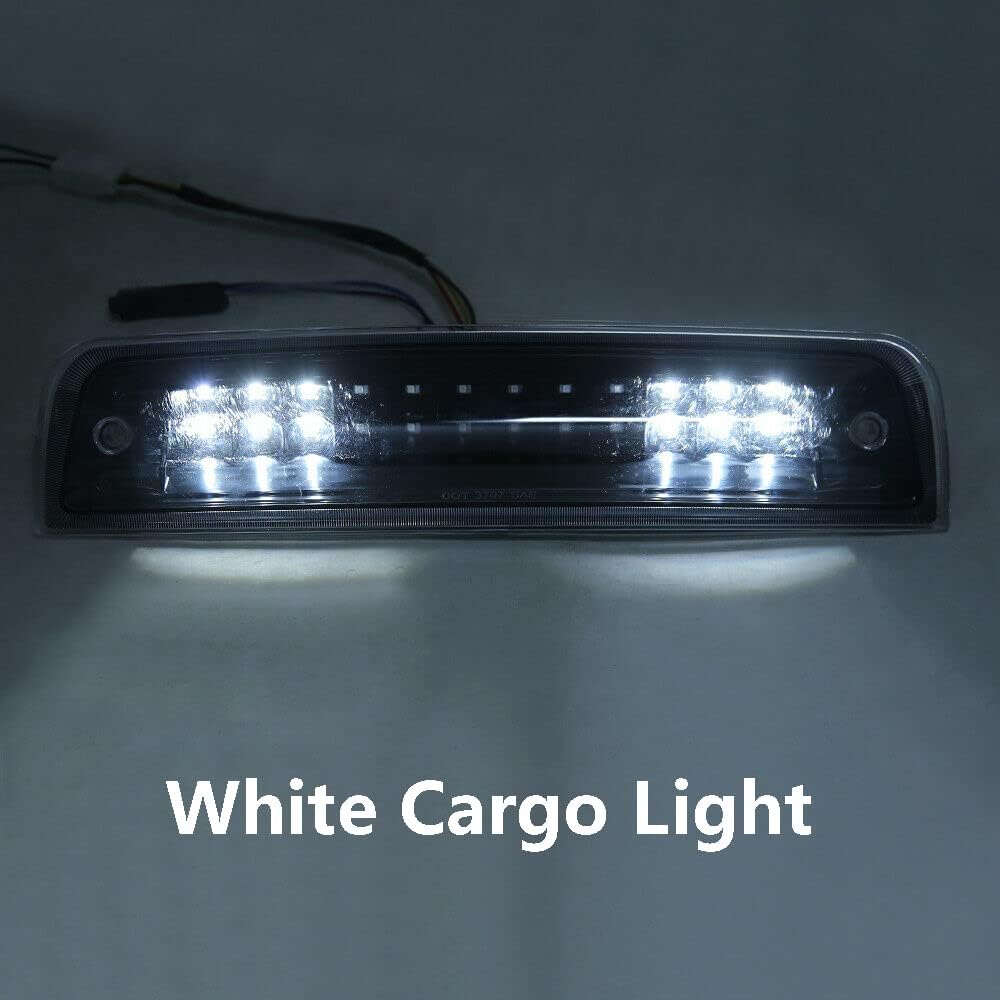 LED Third Brake Light Compatible with Dodge Ram 2009-2017 1500 2500 3500, Rear High Mount 3rd Stop Lamp Center Brake Light, 55372082AC, 55372082AD (12 White LED+12 Red LED)