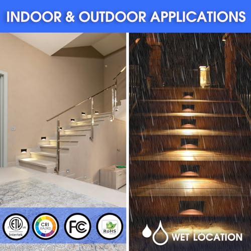 Energetic 5CCT 120V LED Indoor Outdoor Step Lights, 2700K/3000K/3500K/4000K/5000K Stair Lighting, 3W Dimmable LED Lights for Step Stair, CRI90, ETL Listed, IP65 Waterproof, Aluminum, Bronze, Pack of 6 by E ENERGETIC LIGHTING - Image 3