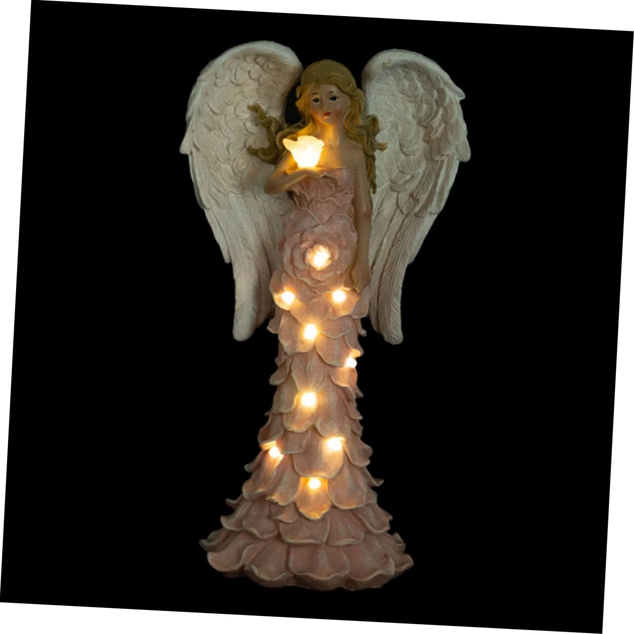 VANZACK Resin Angel Solar Garden Figurine Solar Light Charming Outdoor Decor for Patio Balcony Unique Decorative Statue for Garden Landscaping