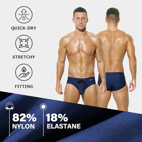 Arjen Kroos Men's Swim Briefs Sexy Bikini Solid Swimwear Swimsuit with Drawstring4
