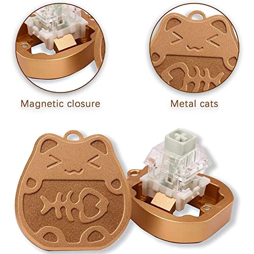 Jolintal Aluminum Golden Lucky Cat Switch Opener With Metal Magnet Lucky Shaft Opener, Custom Mechanical Keyboard Gadget Keyboard Switch Opener Key Switch Tester For Opening Shafts #TOP2