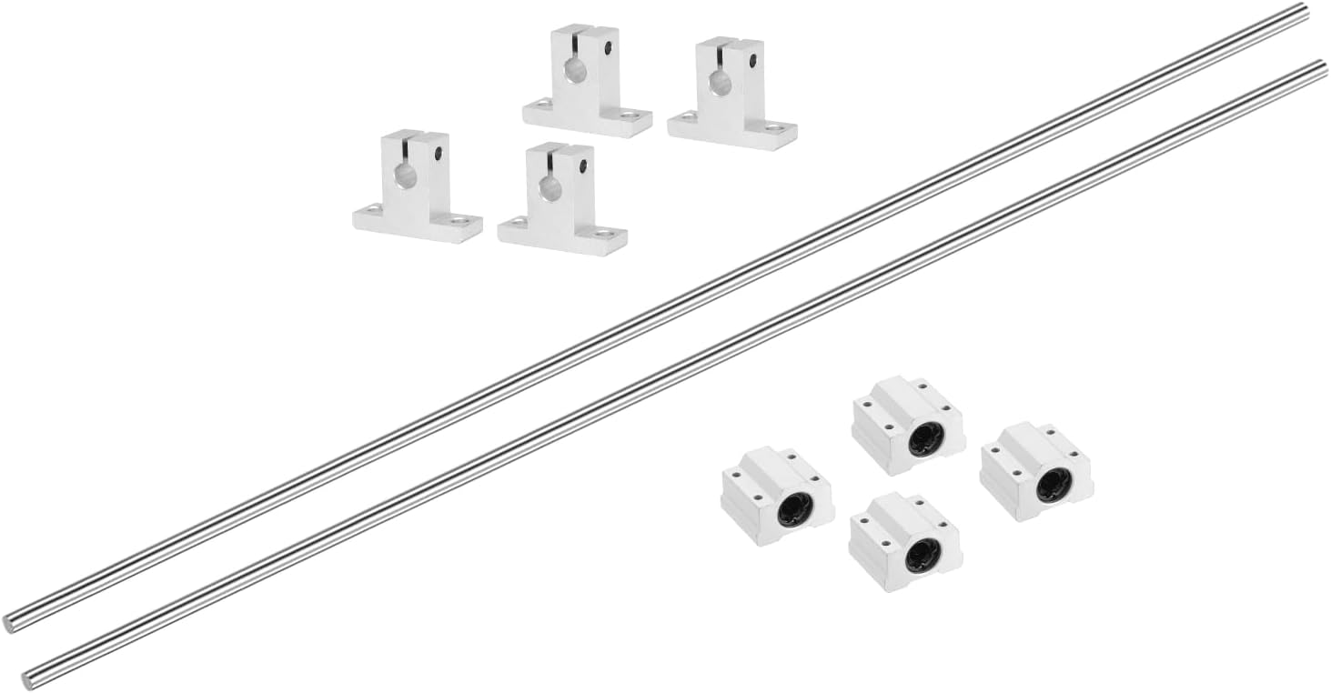 uxcell 2 Pcs 8mm x 1000mm Linear Motion Rail Shaft Slide Guide with 4 Pcs SCS8UU Bearings and 4 Pcs SK8 Rail Support Linear Motion Rod Shaft Guide Set for CNC Machine 3D Printer, Silver