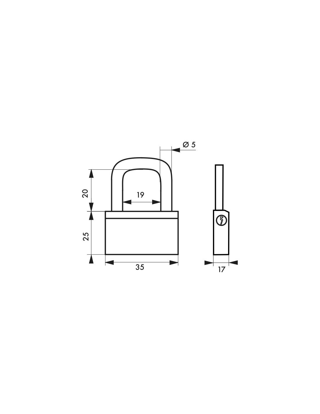 Lucchetto NAUTIC 35 mm in ottone con arco in ottone, 3 chiavi – THIRARD