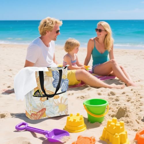 Bolsa de mano impermeable para niños con diseño de flores ideal para la biblioteca 7