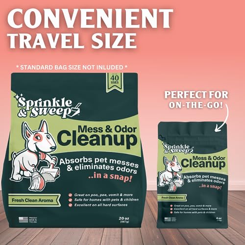 Image of Sprinkle & Sweep Pet Accident Cleanup for all Hard Surface - Non Toxic Quick Pet Mess Cleaner & Odor Remover for Urine, Poop, Vomit, Diarrhea & Potty Training, Travel Pack (4oz)