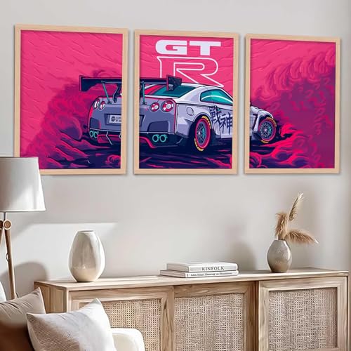 Image of TASVEE Car wall posters | set of 3 wall frames | posters for wall | Wall Decoration for Bedroom, Living Room & Office | Best Gift for Boys & Car Lovers (A6, LARGE 13X17, Framed)