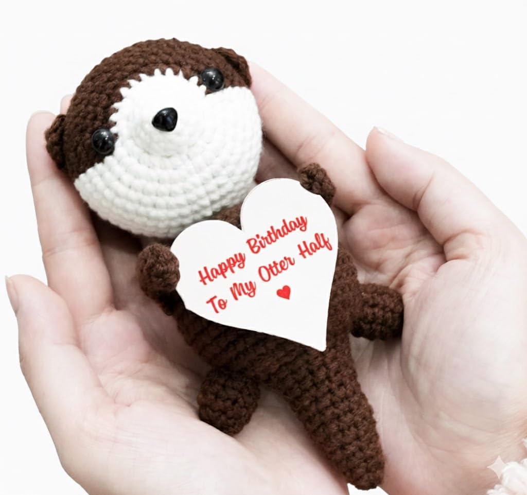 Lenoka crochet/Cute Otter Crochet Birthday Gifts for Wife,Husband,Fiance, Funny Romantic Birthday Card for Her, him for Boyfriend or Girlfriend/" I Love You Like no Otter" Gift