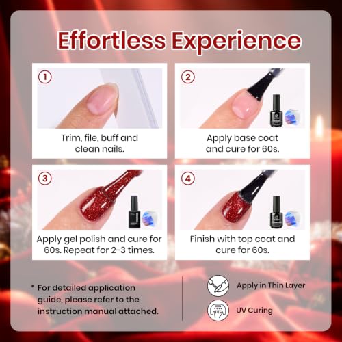 Image of Beetles Red Glitter Gel Nail Polish, HEMA Free UV LED Soak Off Gel 15ML