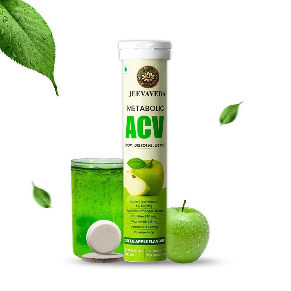 Apple Cider Vinegar Effervescent Tablets | With Garcinia, L-Carnitine, Vitamin B6 & B12 | Refreshing Detox & Weight Management Drink | Green Apple Flavour | 15 Tablets-picture-38