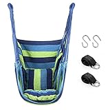 QF Hammock Chair Swing Hanging Hammock Chair with 2 Cushions, Hammock Swing Seat Cotton for Patio,...