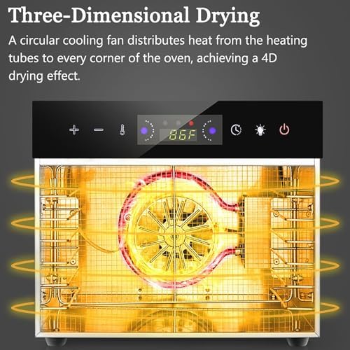 Commercial Food Dehydrator - 1000W 6-Layer Freeze Dryer with 24-Hour Timer, Max Temp 194°F, 360° Circulation for Jerky, Fruits, Vegetables & More