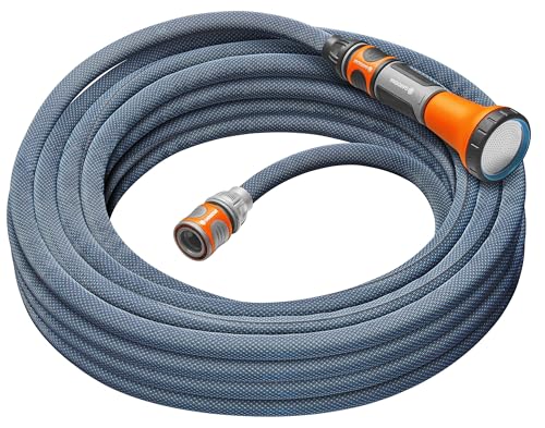 Tuyau De Jardin Gardena Liano Xtreme 1/2" - Longueur 15 M - En Tissu Textile Avec Sac - Léger, Résistant Aux UV Et Au Gel - Kit Robinet Intérieur + Vanne De Régulation