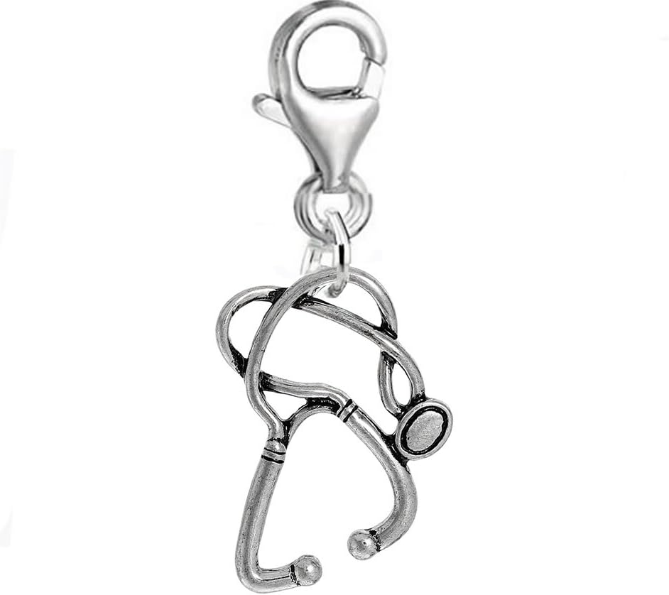 Sexy Sparkles Clip-On for European Snake Chain Bracelets, Compatible with European and More (Stethoscope Charm)