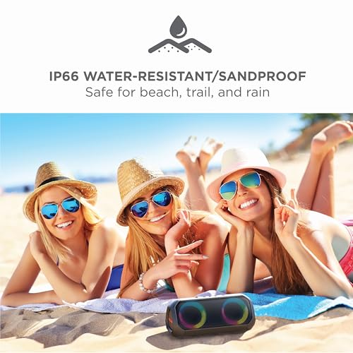 ION Audio Uber Boom - Water Resistant Portable Bluetooth Speaker with Party Lights, Built-in Microphone and Stereo-Link - Thumbnail 6