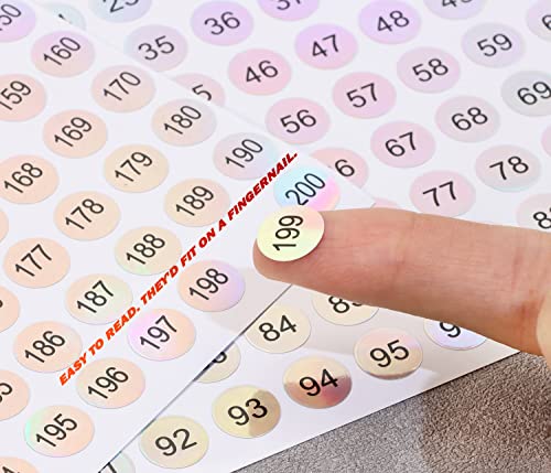Mini Skater 6 Sheets 1 To 300 Laser Number Label Stickers 2/5 Inch Small Round Laser Labels Stickers Nail Polish Lipstick Number Tags For Diy Craft Home School Office Decoration #TOP2
