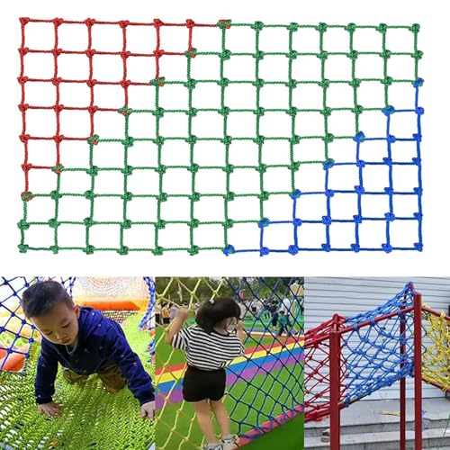 Rete da arrampicata, rete da arrampicata per bambini all'aperto, rete da arrampicata militare di grandi dimensioni e resistente, rete da arrampicata in poliestere per interni(Size:1x4m,Color:colorato)