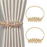 2 Piezas Correas Ajustables para Cortinas de Aleación, Abrazaderas Cortinas Diseño de Hoja, Alzapaños Cortinas de Estilo Simple, Sujeta Cortinas Elástica Ajustable para el Hogar, Hotel, Aficina,