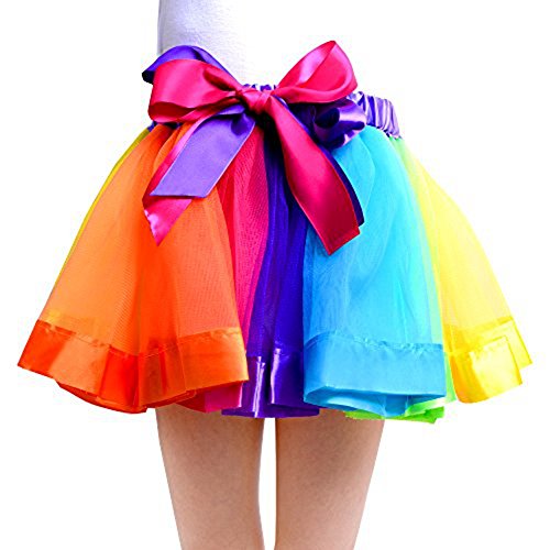 UOMNY Girls Layered Rainbow Ribbon Tutu Skirt Dance Dress Tutus for Girls 3-5 Years Old