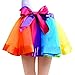 JISEN Girls Layered 7 Color Rainbow Ribbon Tutu Skirt Dance Dress 4-6 Years Old