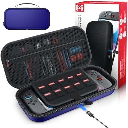 Auarte [Charge Inside Carrying Case for Switch 2 Console (2025)/OLED-Blue