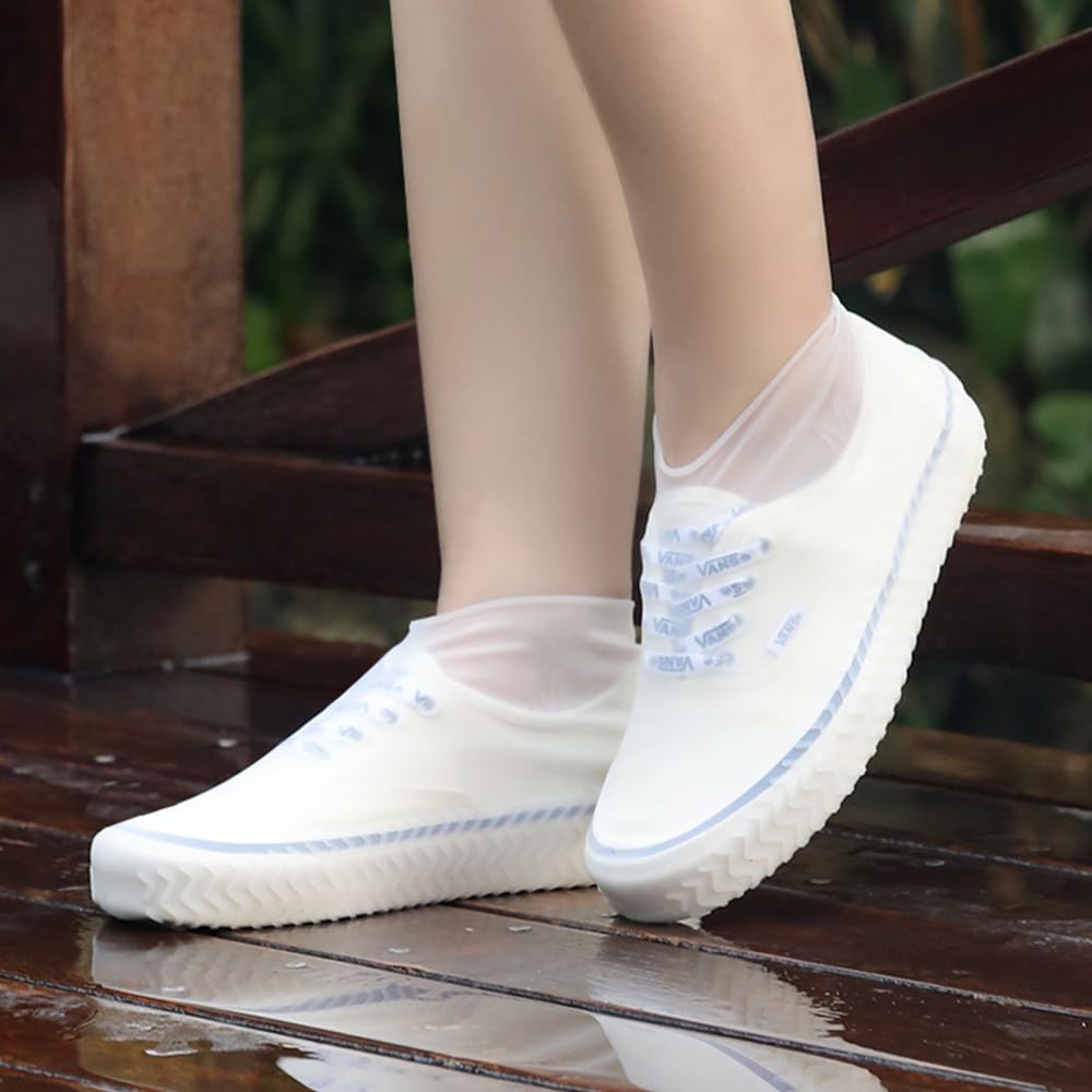 Reuvv Couvre-chaussures en silicone imperméable avec semelle antidérapante couvre-chaussures extensibles pour hommes, femmes, enfants