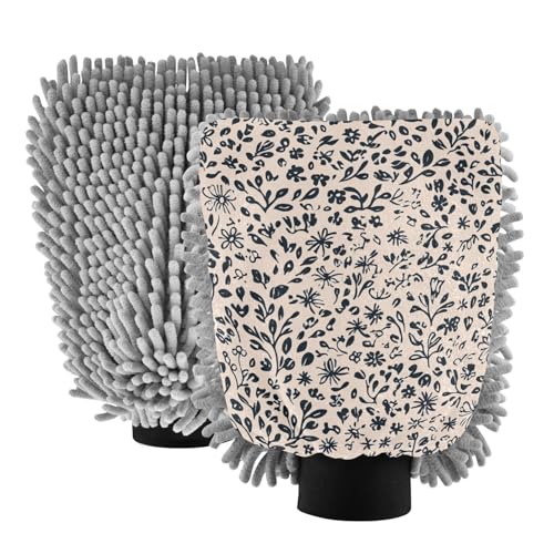 ZRWLUCKY Guanto da lavaggio senza graffi per auto con motivo a fiori neri