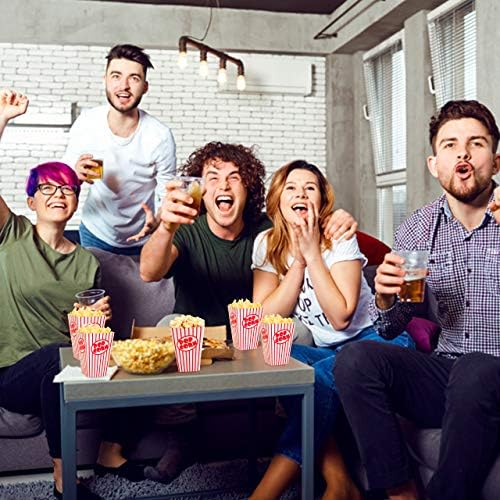 Movie Night Popcorn Boxes for Party (40 pack) - Paper Popcorn Buckets - Red and White Popcorn Bags for Popcorn Machine, Movie Theater Decor Popcorn Container, Carnival Circus Party Popcorn Bowl