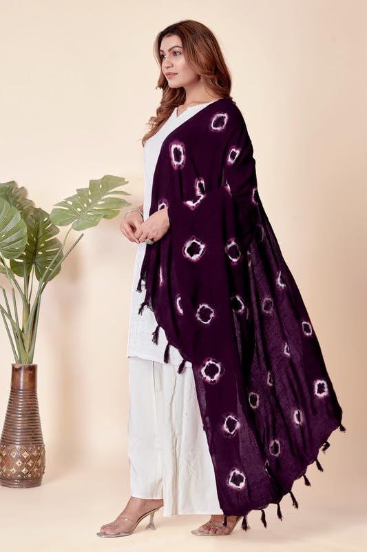 Image of Traditional Bandhani Dupatta for Women Soft Cotton Blend with Tie-Dye Print and Elegant Design for Ethnic