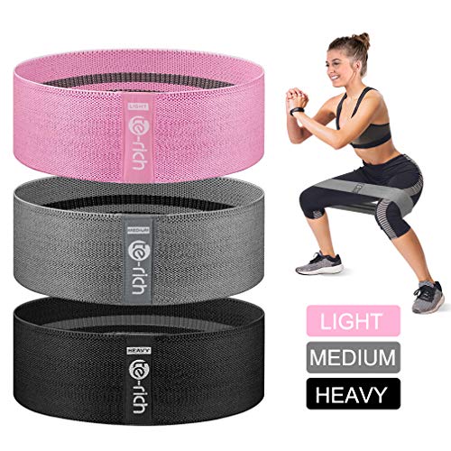 Te-Rich Resistance Bands for Legs and Butt, 3- Piece Fabric Exercise Band Set