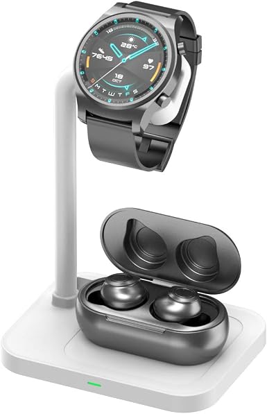 2 in 1 Stand,Wrieless Charger Compatible with iPhone/Huawei/Samsung/Airpods  2 / Pro, Smart Watch Charging Stand for iwatch, Samsung Galaxy Watch,  Huawei Watch, Garmin, LG, Google Smart Watch (White) : Cell Phones \u0026