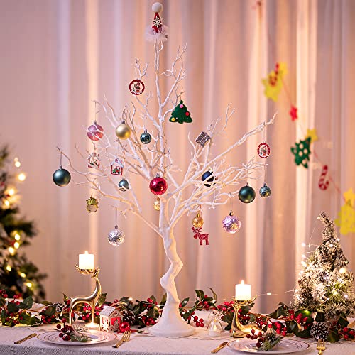 Inweder Árboles Artificiales Blancos - Árbol de Navidad Falso 105cm de Altura para Centro de Mesa Árbol de Pascua Árbol de Deseos para Mesa de Boda Halloween Cumpleaños Xmas Decoración del Hogar