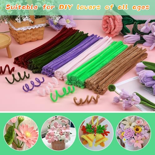 Image of Pipe Cleaners, 100Pcs Green Pipe Cleaners Bulk for DIY Crafts