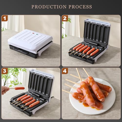 UVFAST Hot Dog Cooker, Hot Dog Machine with Non-stick Coating Plate, Hot Dog Maker Toaster Grills 5.5-Inch Sausage, Hot Dog Grill with Oil Drip Tray, Grill Up to 6 Hot Dogs, White by UVFAST - Used condition - Image 8
