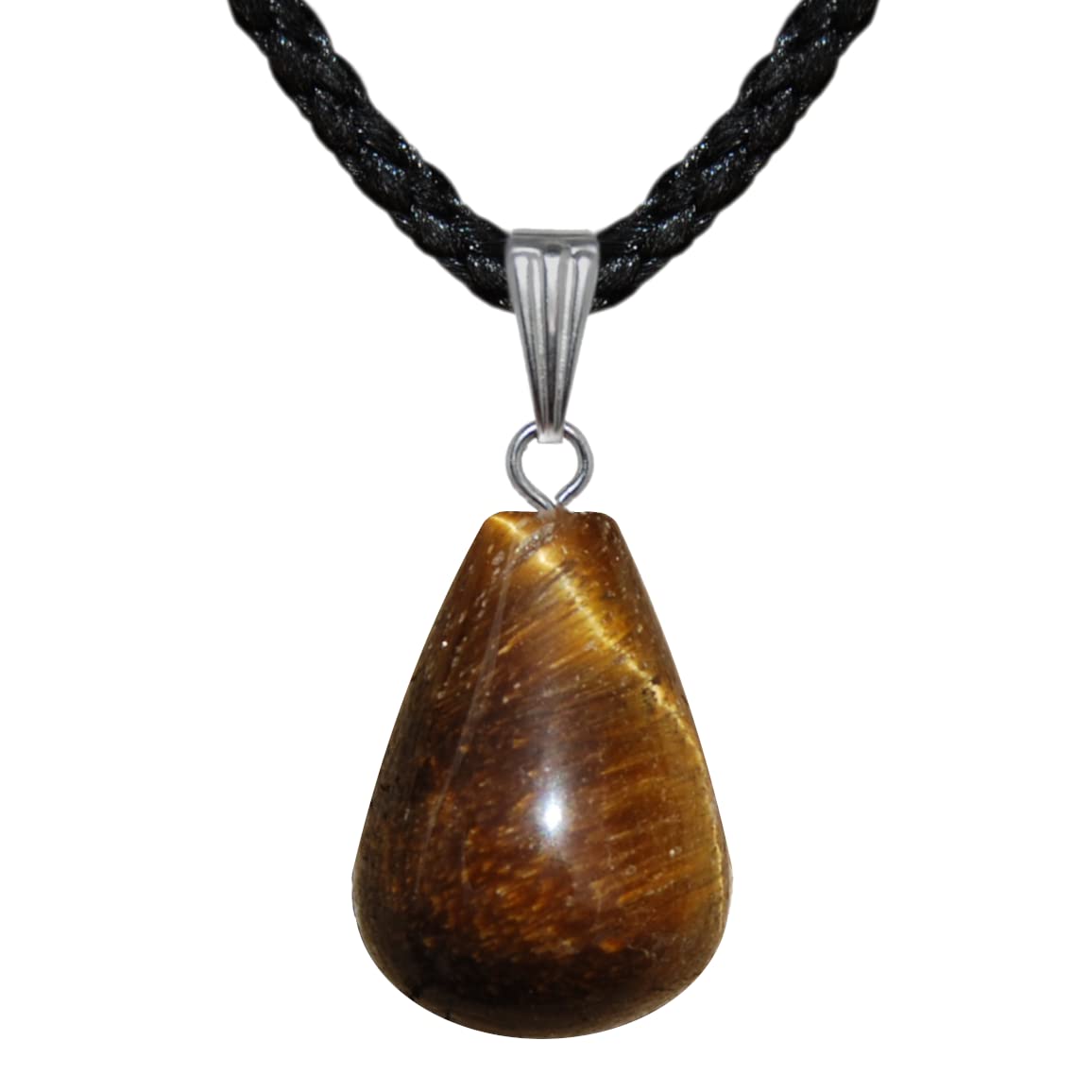 Steampunkers USACore Elements - 20mm Dew Drop Polished – Tigers Eye, Golden Brown – Adjustable Cord – Black