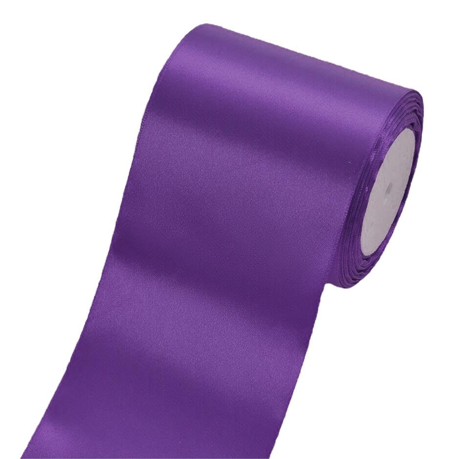 Amazon.com: ZOOYOO 4 Inch x 24 Yards Thick Purple Ribbon, Wide Satin ...