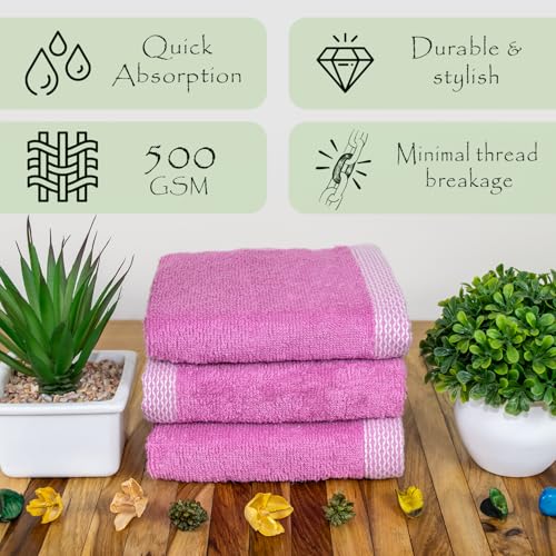 Image of RANGOLI 100% Bamboo Face Towel Set of 3, 500 GSM, Quick Dry Towels for Face, Gym, Travel, Ultra Soft Highly Absorbent, 30Cm X 30Cm, Purple