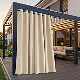 PONY DANCE Tende da Sole per Esterno con Anelli 1 Pezzo L254 x A243 CM Tenda da Esterno Impermeabile per Balcone e Gazebo Anti-UV Blackout Curtain Idrorepellente per Verande, Beige