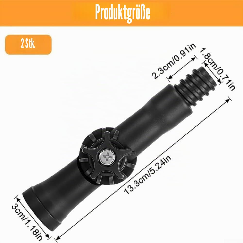 360° Teleskopstange Gelenkwinkel Adapter für 3/4 Zoll Gewinde Verlängerungsstange, Nylon Drehverbinder für Fensterreinigung Dachrinne Staub Lackieren, Schwarz (2 Stück)