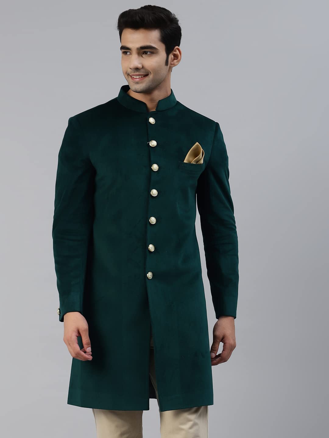 Luxrio Sherwani Velvet Suede for men Black for party and wedding Luxrio Sherwani Velvet Suede for men Black for party and wedding