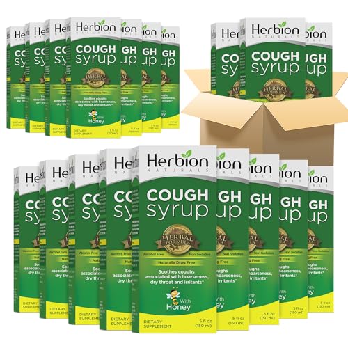 Herbion Naturals, Sciroppo per la Tosse Con El Jarabe Para La Tos Con Miel Naturalmente Gustoso Lenisce la Gola, Verde, Miele, 5 Fl Oz, (Confezione da 24) scadenza breve
