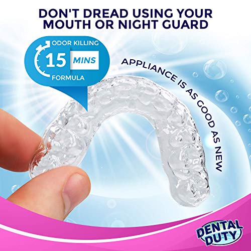 Dental Duty Retainer and Denture Cleaning Tablets -(2 Months Supply)- Cleaner Removes Bad Odor, Plaque, Stains from Dentures, Retainers, Night Guards, Mouth Guards & Dental Appliances. Made in USA.