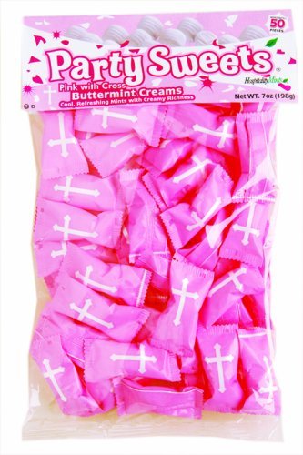 Party Sweets Pink Cross Buttermints by Hospitality Mints, Appx 300 mints, 7-Ounce Bags (Pack of 6)